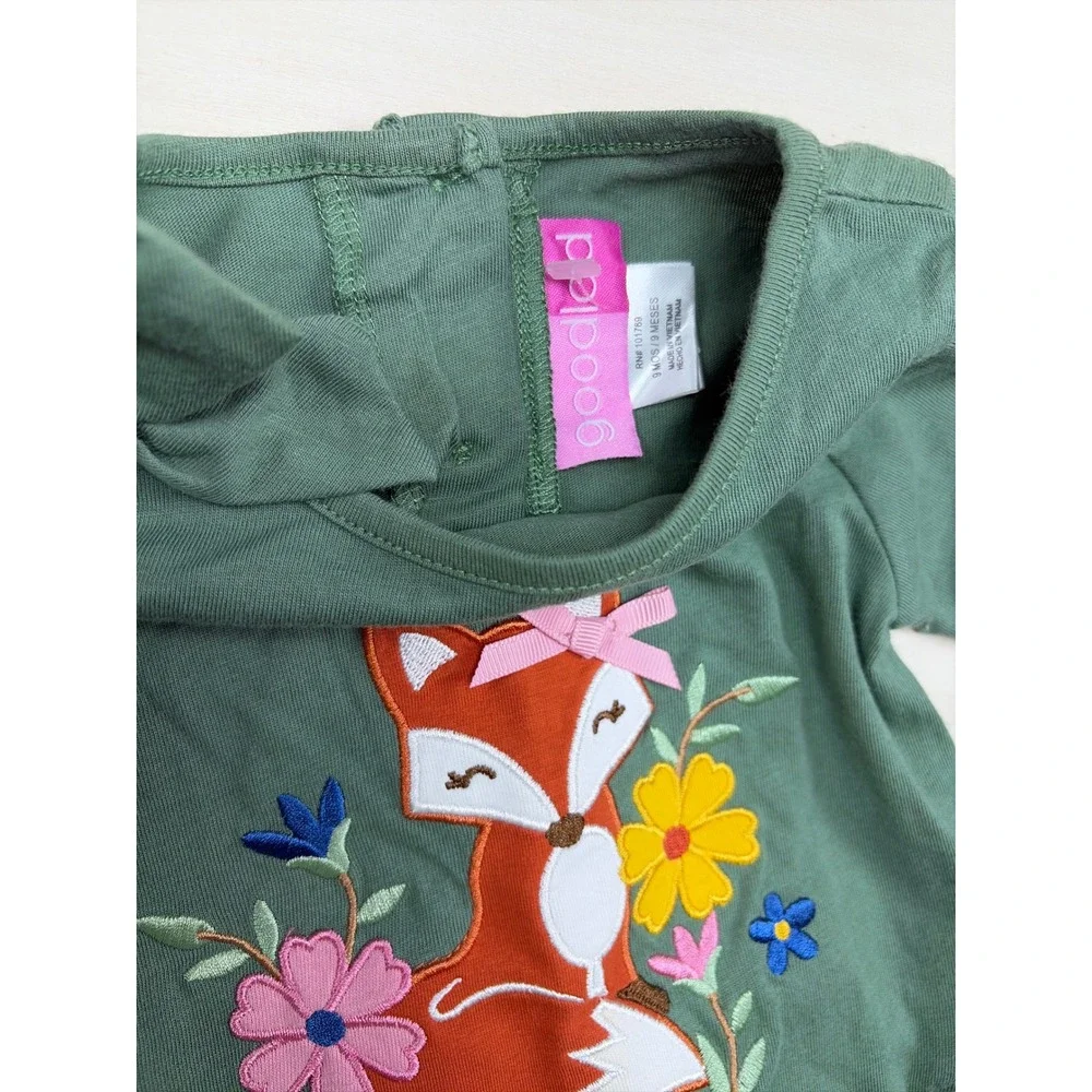 Goodlad Baby Girls Fox Floral Tunic and Leggings 2PC Set Green 9 Months